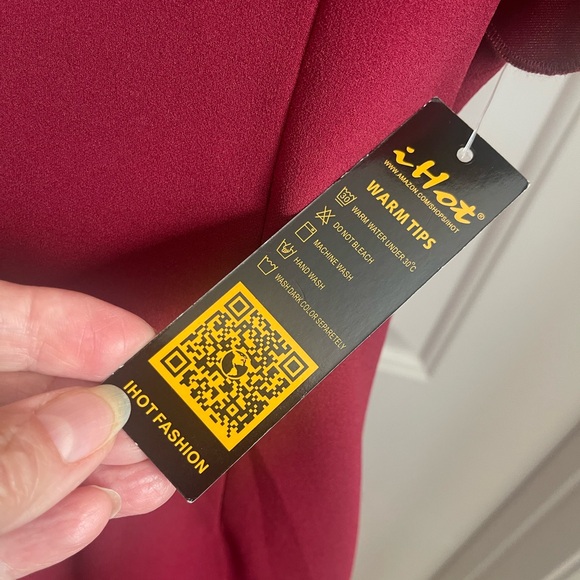 NWT IHOT Women's V Neck Flutter Sleeve Sheath Wrap Ruched Dress in Wine, Medium - Picture 10 of 13